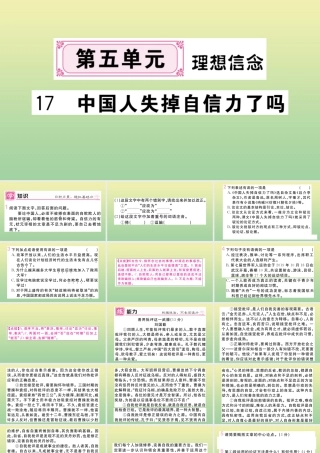 (河北专版)九年级语文上册 第五单元 17 中国人失掉自信力了吗作业课件 新人教版 课件