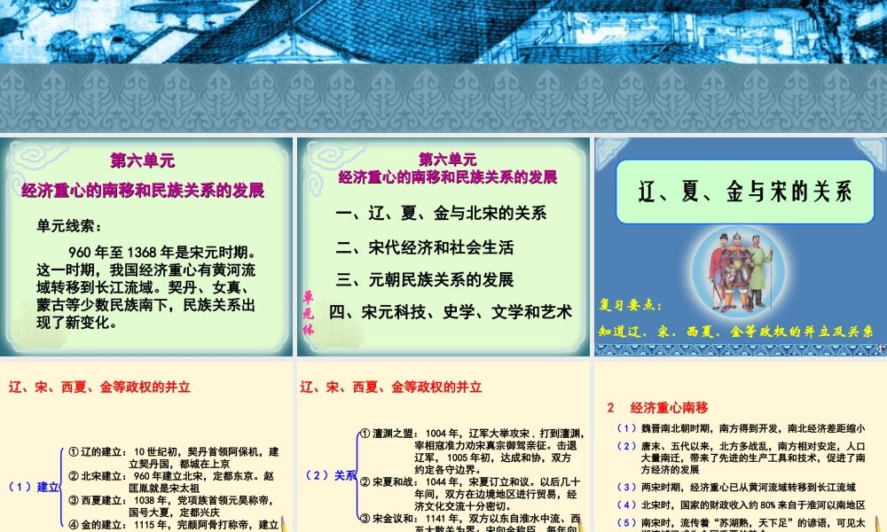 七年级历史下册 第六单元(经济重心的南移和民族关系的发展)课件 岳麓版 课件