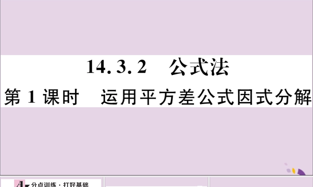 (河北专版)八年级数学上册 14.3 因式分解 14.3.2 第1课时 运用平方差公式因式分解习题课件 (新版)新人教版 课件