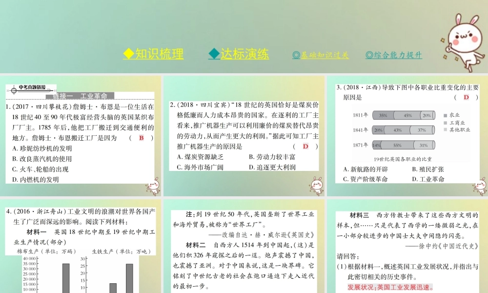 九年级历史上册 第七单元 工业革命、马克思主义的诞生和反殖民斗争单元整合课件 川教版 课件