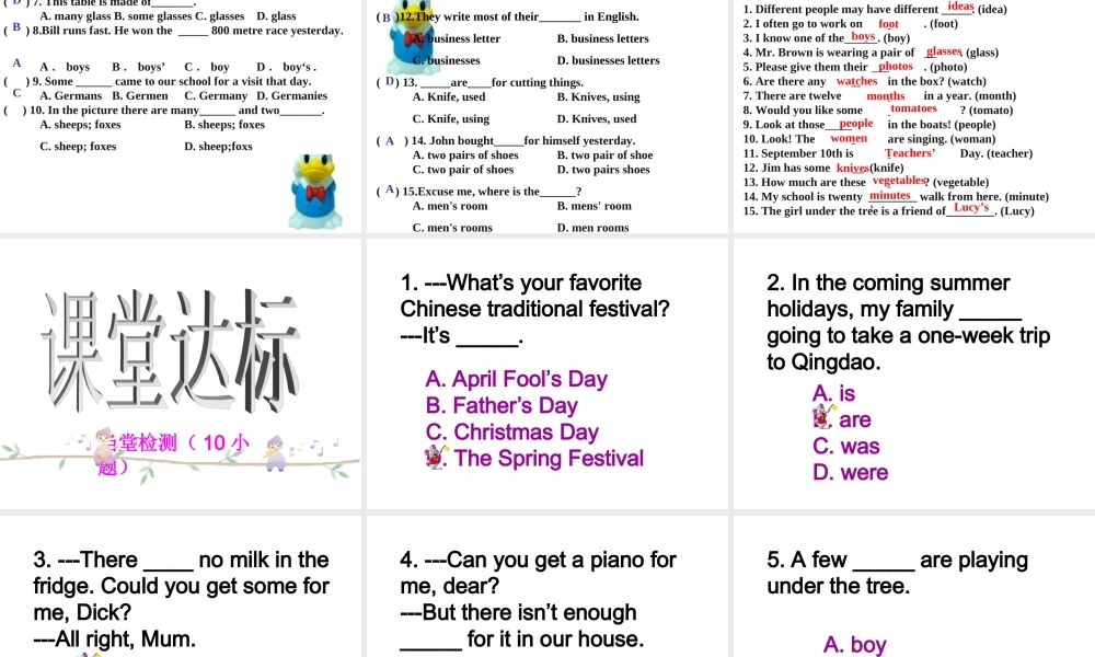 中考英语之名词用法及考点介绍复习课件全国通用 课件