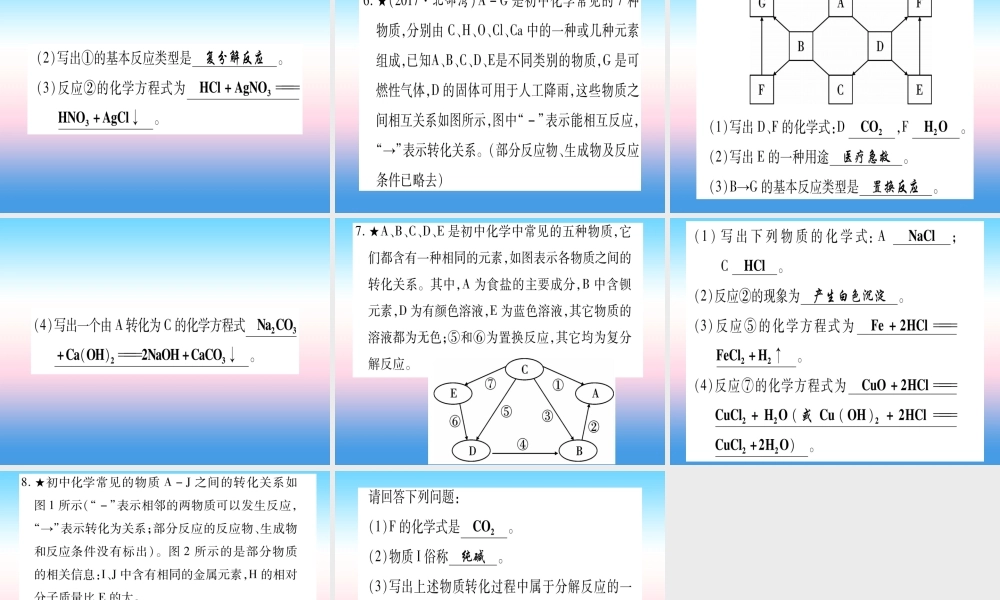 (甘肃专用)中考化学 重难点专题(一)推断题(提分精练)课件