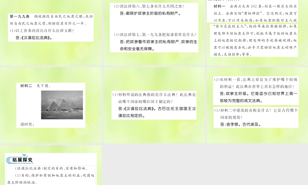 九年级历史上册 第1单元 古代亚非文明 第2课 古代两河流域习题课件 新人教版 课件