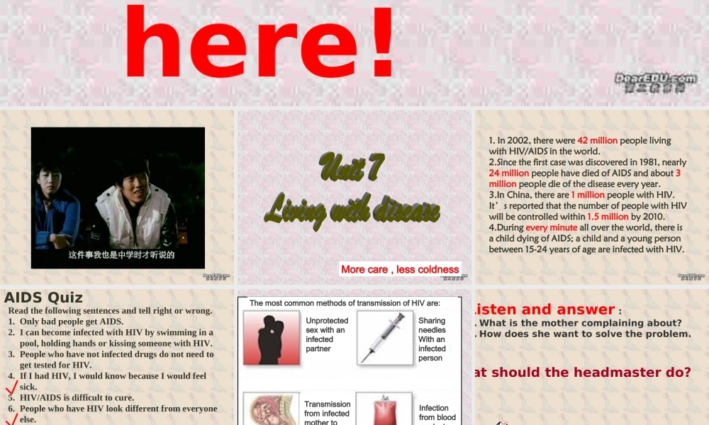 Unit7 安徽省高二英语unit7 iving with disease课件(含ppt,视频文件)人教版 安徽省高二英语unit7 iving with disease课件(含ppt,视频文件)人教版