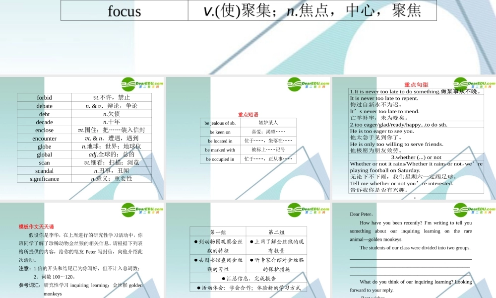 (江西省专用)高三英语二轮复习 考前特训必读第23天应知必会专题课件