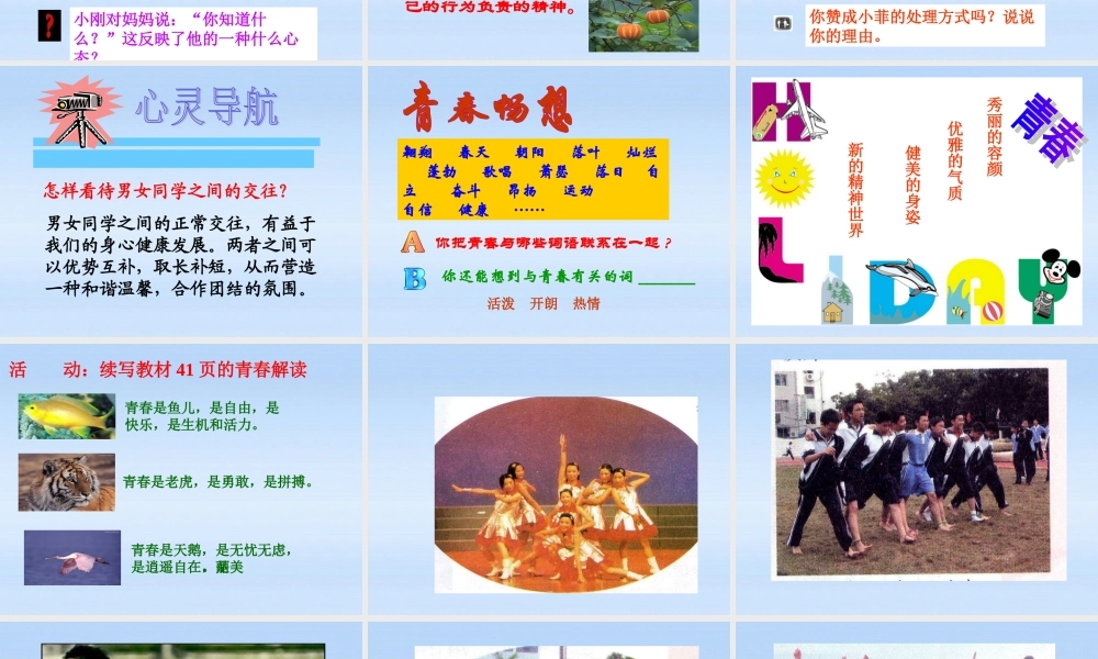 七年级政治上册 感悟青春课件 人教新课标版 课件