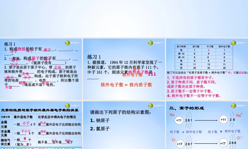 九年级化学上册 第三单元 物质构成的奥秘 课题2 原子的构成课件2 (新版)新人教版 课件