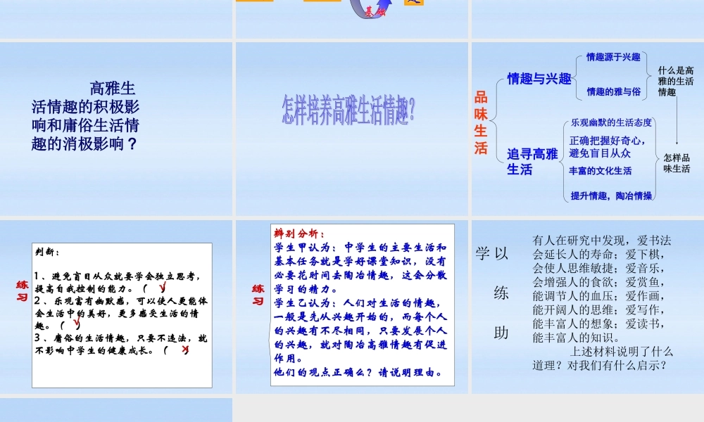 七年级政治上册 第七课品味生活复习课件 人教新课标版 课件