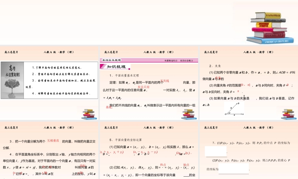 2 平面向量的基本定理及坐标表示课件 (理) 新人教A版 课件