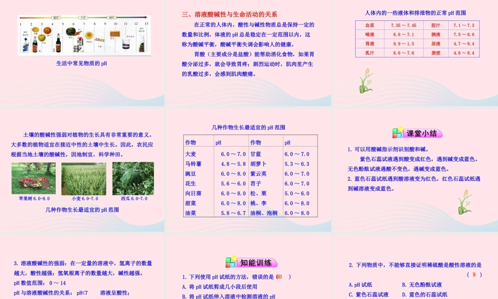 九年级化学全册 第一单元 常见的酸和碱 第一节 生活中的酸和碱课件 鲁教版五四制 课件