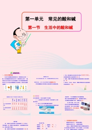 九年级化学全册 第一单元 常见的酸和碱 第一节 生活中的酸和碱课件 鲁教版五四制 课件
