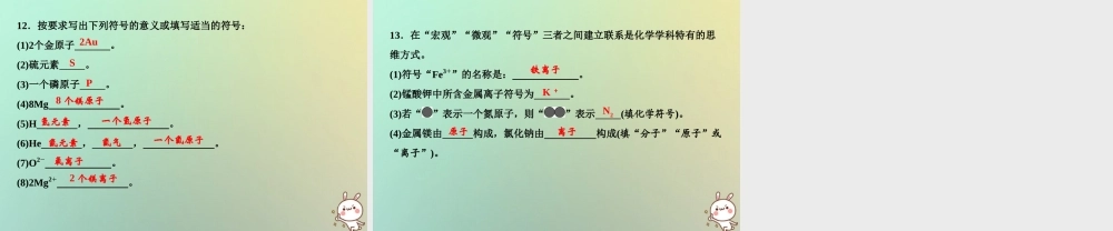 九年级化学上册 第3单元 物质构成的奥秘 专题突破三 原子、分子与离子的区别与联系作业课件 (新版)新人教版 课件