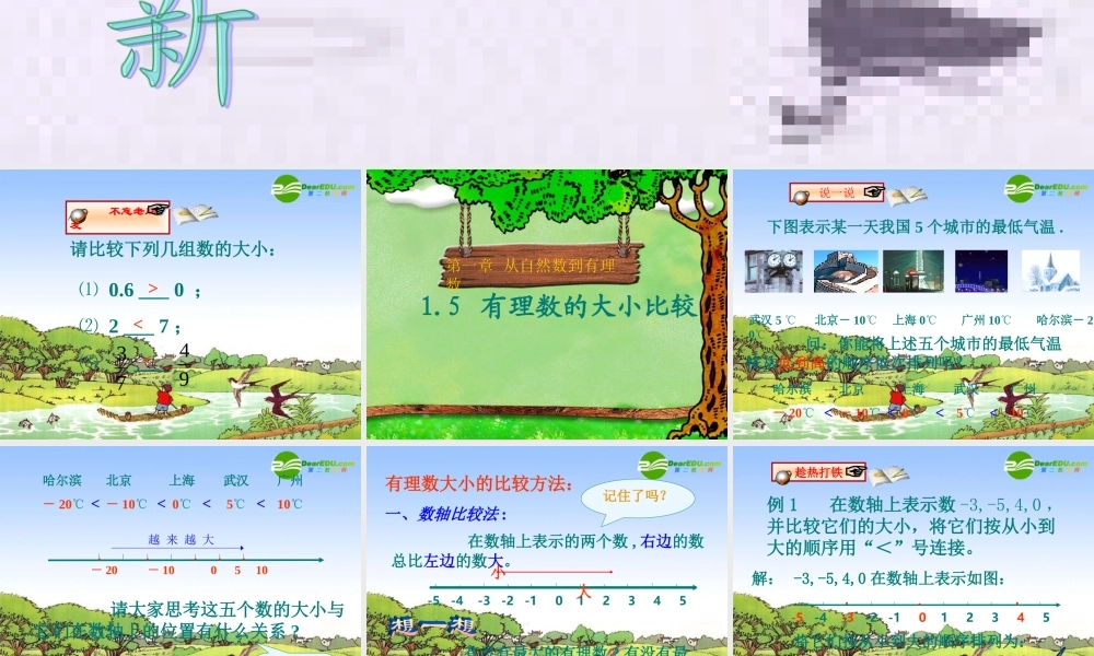 七年级数学上册 1.5 有理数大小比较课件 浙教版 课件