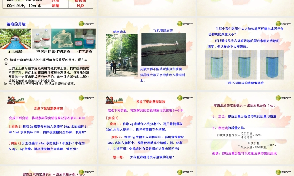 九年级化学全册 第6章 第2节 溶液组成的表示课件 沪教版 课件