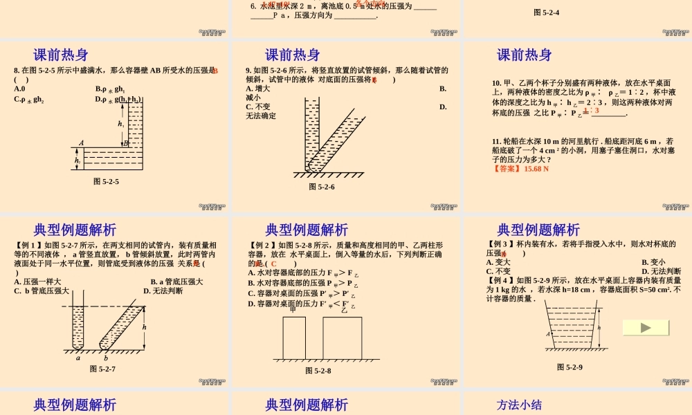 中考物理液体的压强复习课件 苏教版 课件