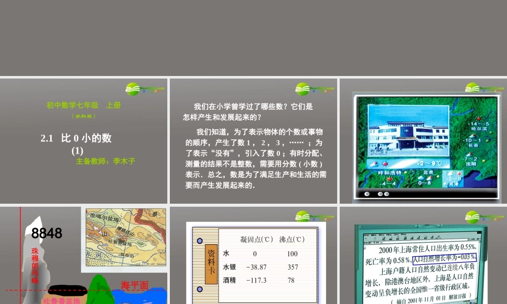 七年级数学上册 21(比0小的数)课件 苏科版 课件