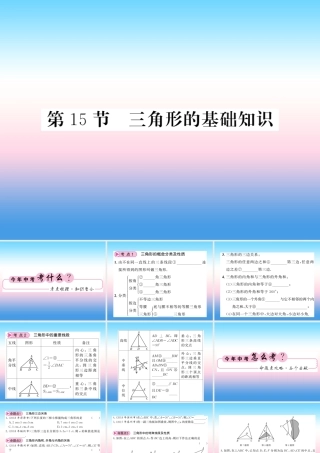 (课标版通用)中考数学一轮复习 第4章 图形的初步认识与三角形 第15节 三角形的基础知识习题课件