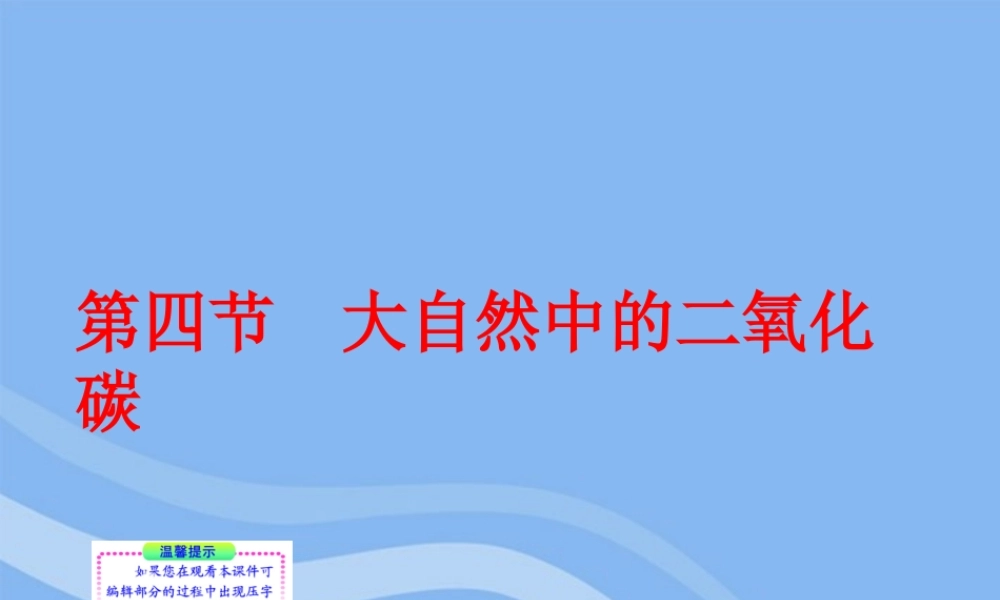 九年级化学上册 第四节 大自然中的二氧化碳同步授课课件 鲁教版 课件