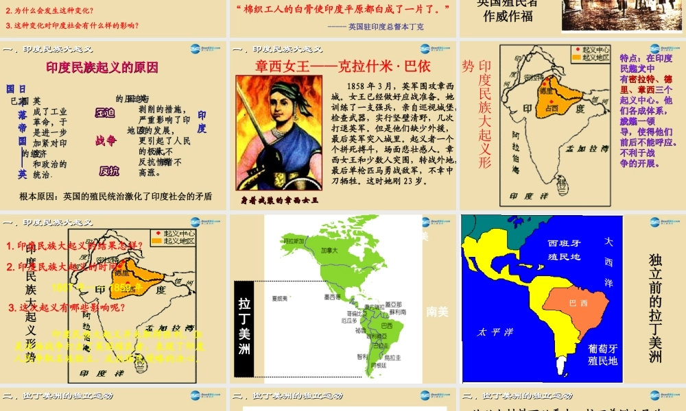 九年级历史上册 16 殖民地人民的抗争课件 新人教版 课件