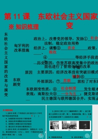 九年级历史下册 第11课 东欧社会主义国家的改革与演变课件 新人教版 课件