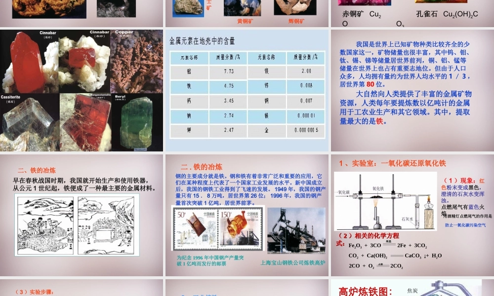 九年级化学下册 第八单元 课题3 金属资源的利用和保护课件 新人教版 课件