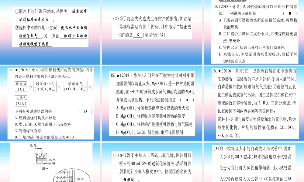 (甘肃专用)中考化学 第7单元 燃料及其利用(提分精练)课件