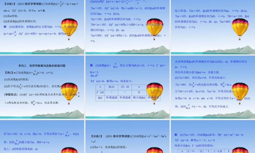 (江苏专用)高考数学总复习 第三篇 导数及其应用(第14讲　用导数研究函数的单调性与极值)课件 理 苏教版 课件