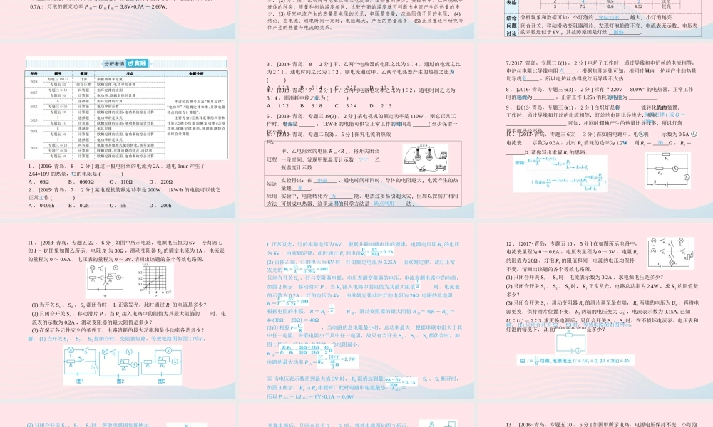 九年级 第17讲 电功率课件