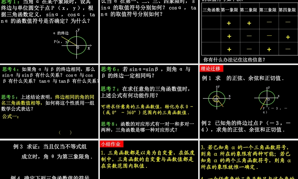 0424高一数学(121-1任意角的三角函数) 高一数学全套课件 必修四