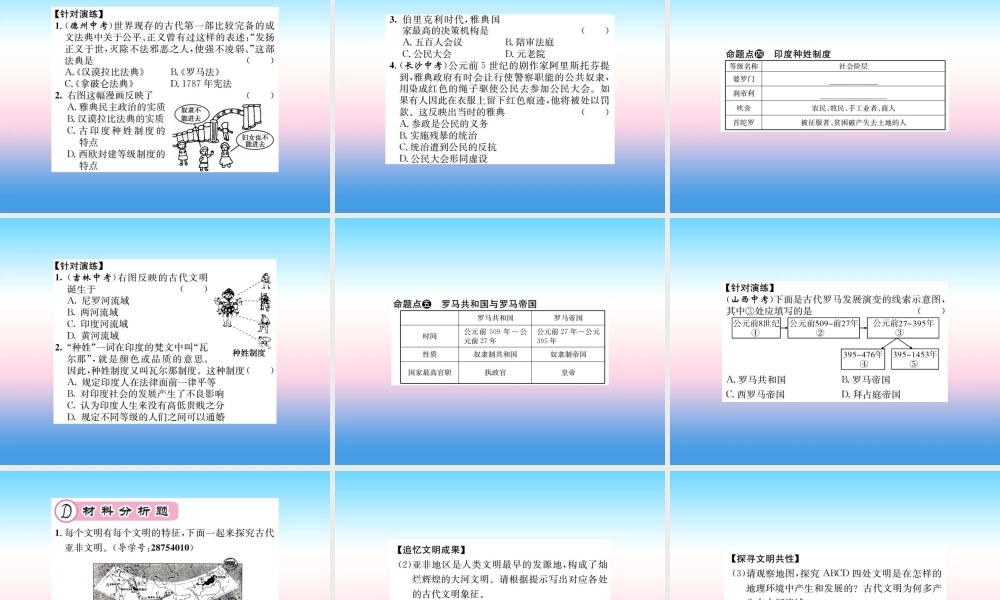 九年级历史上册 第1单元 古代亚非文明 第2单元 古代欧洲文明核心素养整合提升作业课件 新人教版 课件