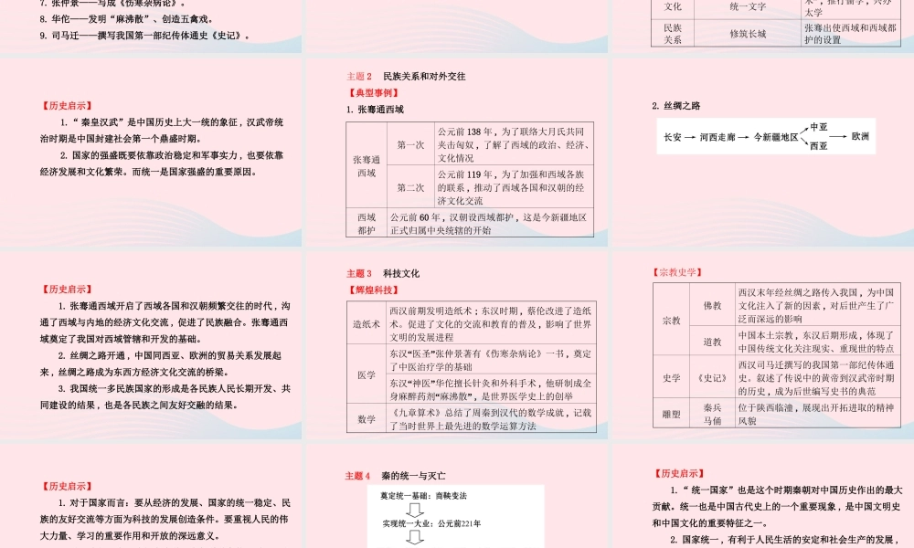 七年级历史上册 第三单元 大一统的秦汉帝国阶段复习课课件 北师大版 课件