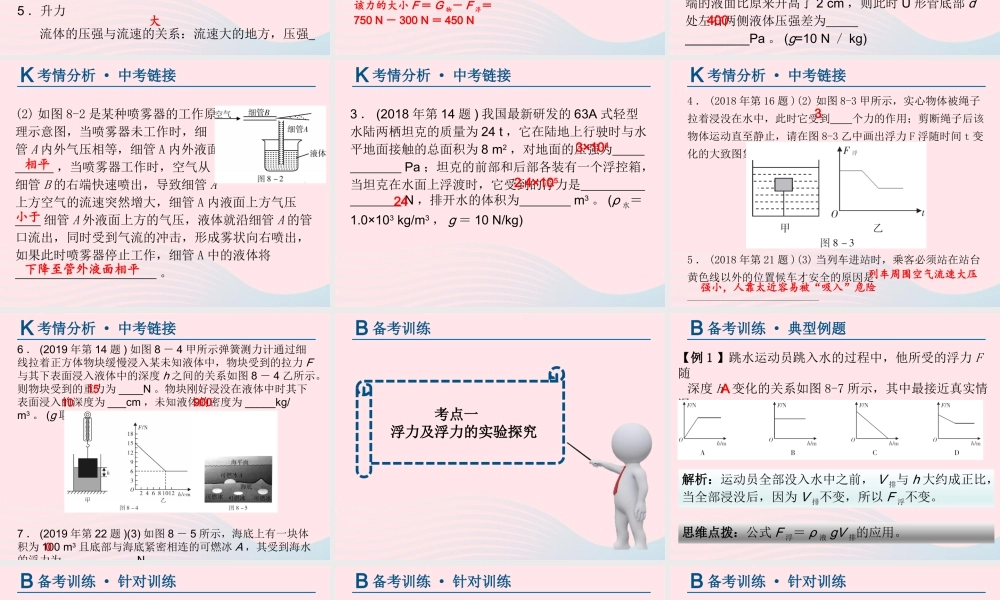 中考物理总复习 第一轮 基础过关 瞄准考点第8讲 浮力与升力课件