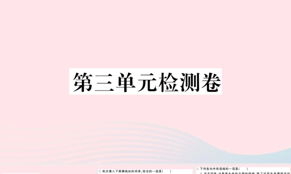 (武汉专版)八年级语文下册 第三单元检测卷课件 新人教版 课件