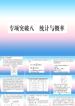 (甘肃专用)中考数学 第二轮 中档题突破 专项突破8 统计与概率作业课件