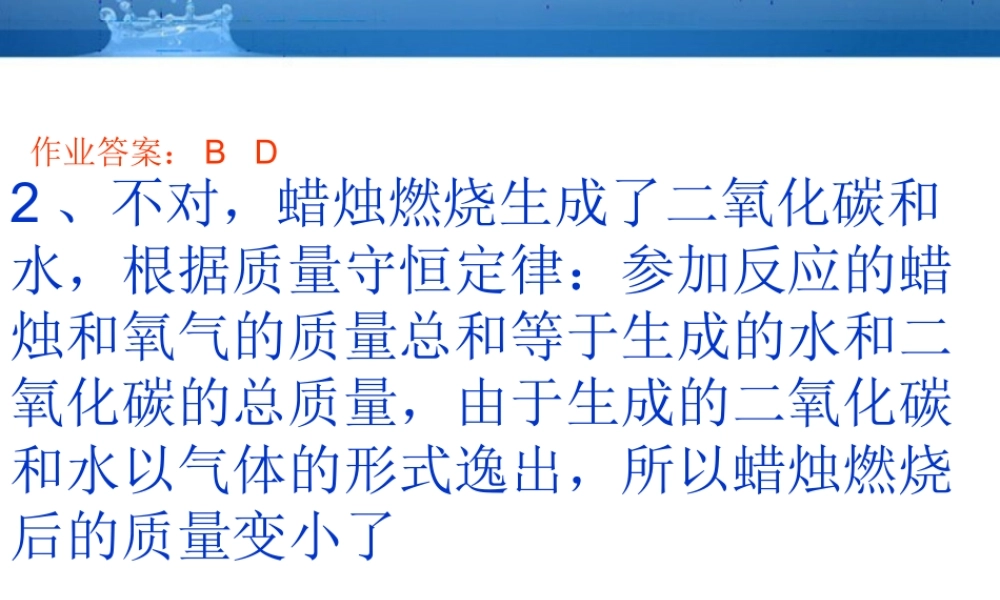 九年级化学上册 质量守恒定律巩固练习课件 人教新课标版 课件