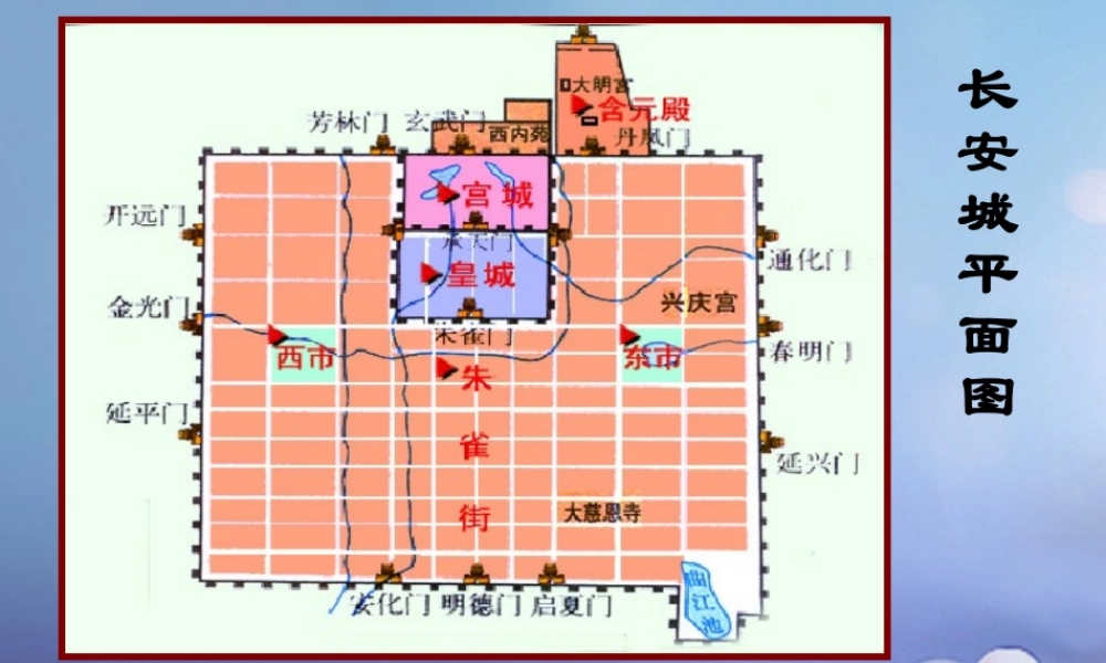 (秋季版)七年级历史下册 第5单元 隋唐时期 第3课(盛唐的社会景象)长安城布局素材 川教版 素材