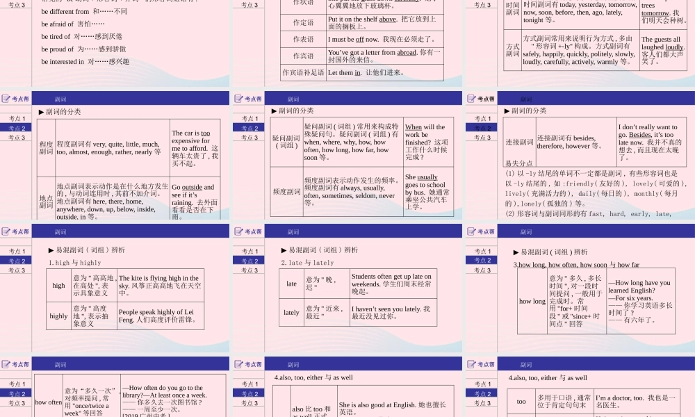 (河南专用)版中考英语二轮复习 语法专题过关 专题七 形容词和副词课件 人教新目标版 课件