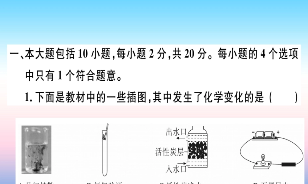 九年级化学下册 模拟卷(一)习题课件 新人教版 课件