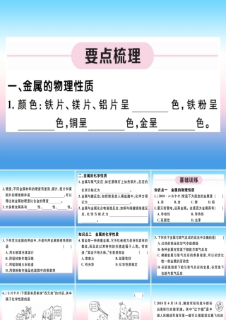 (江西专版)九年级化学下册 第八单元 金属和金属材料 实验活动4 金属的物理性质和某些化学性质习题课件 (新版)新人教版 课件