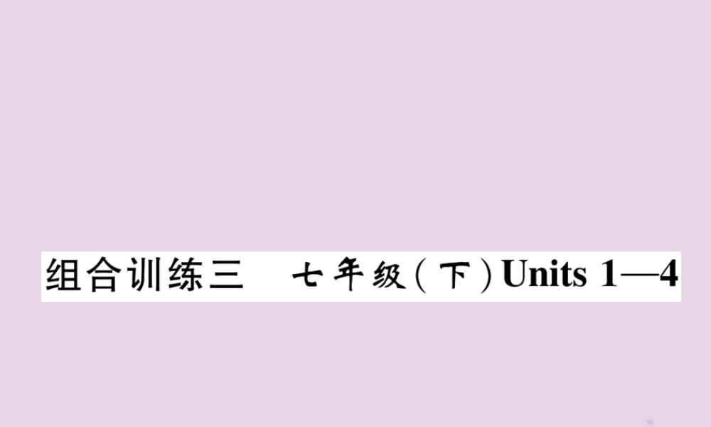 中考英语总复习 第一篇 教材知识梳理篇 组合训练3 七下 Units 1 4(精练)课件