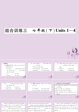 中考英语总复习 第一篇 教材知识梳理篇 组合训练3 七下 Units 1 4(精练)课件