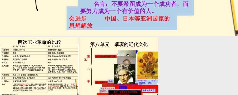 九年级历史上册 第八单元(璀璨的近代文化)课件 人教新课标版 课件