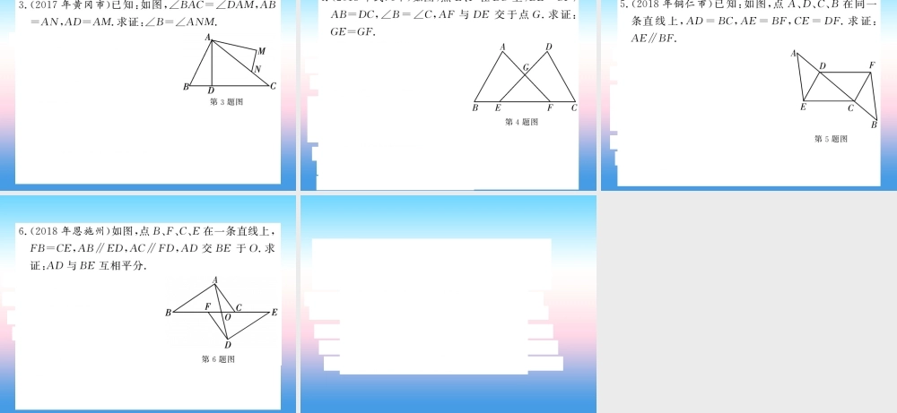 (课标版通用)中考数学一轮复习 第4章 图形的初步认识与三角形 第18节 全等三角形习题课件