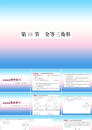 (课标版通用)中考数学一轮复习 第4章 图形的初步认识与三角形 第18节 全等三角形习题课件