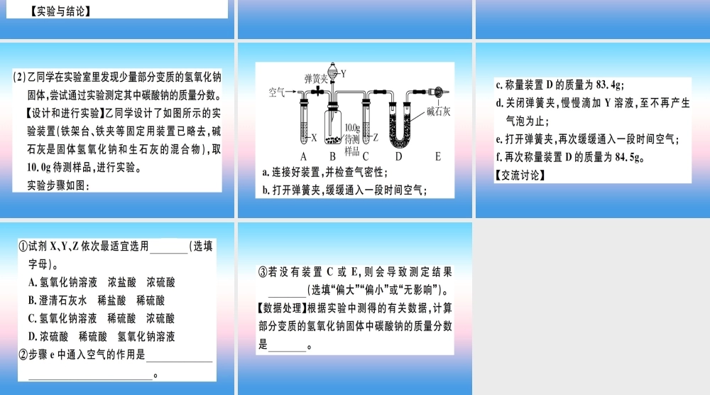 九年级化学下册 专题四 碱变质的探究习题课件 (新版)新人教版 课件