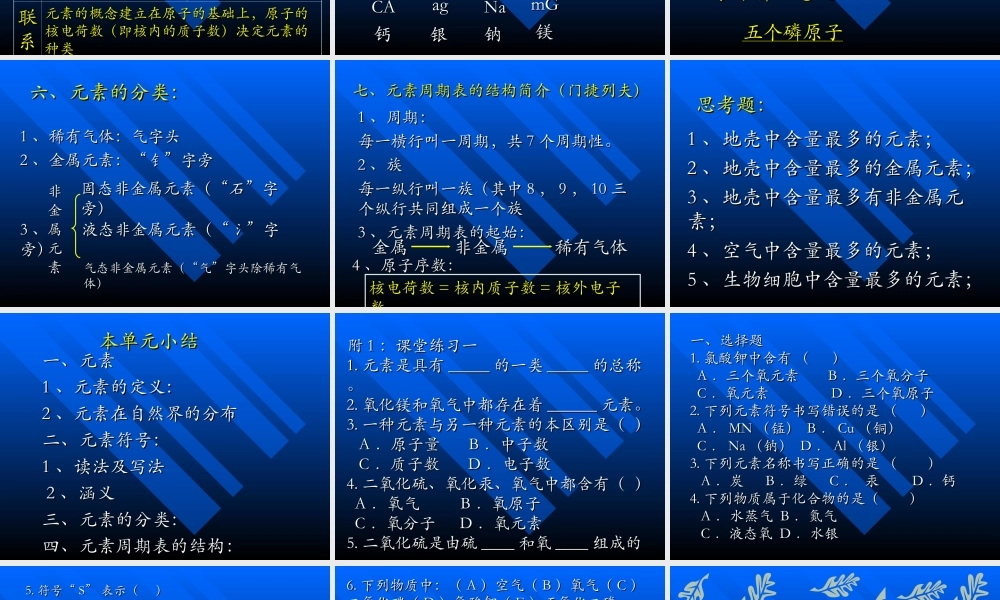 九年级化学元素课件二 新课标 人教版 课件