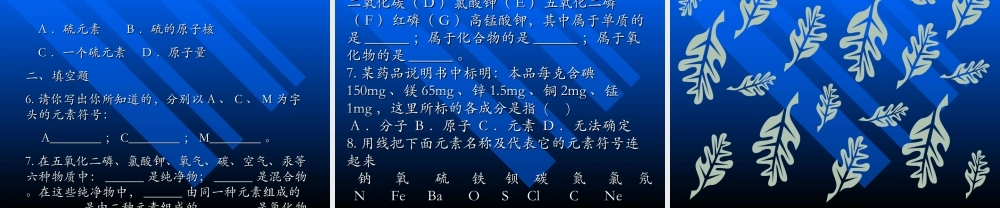 九年级化学元素课件二 新课标 人教版 课件