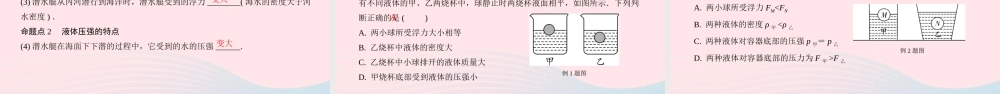 中考物理一轮复习 专题八 浮力 第2节 物体的浮沉条件及其应用课件