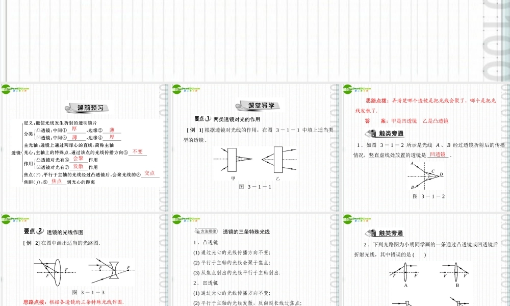 (随堂优化训练)八年级物理 第三章 一、透镜 配套课件 人教新课标版 课件