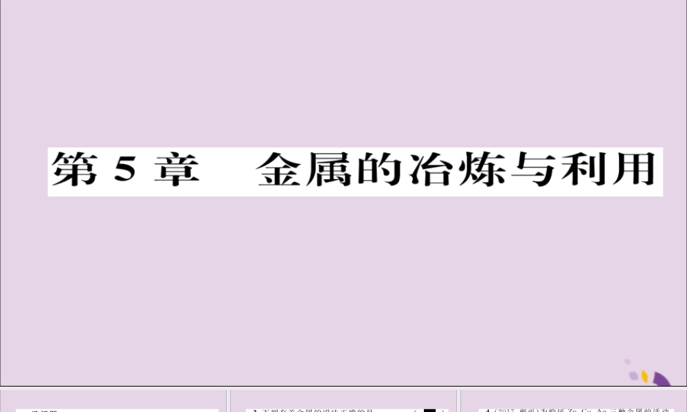 (遵义专版)中考化学总复习 第1编 教材知识梳理篇 第5章 金属的冶炼与利用(精练)课件